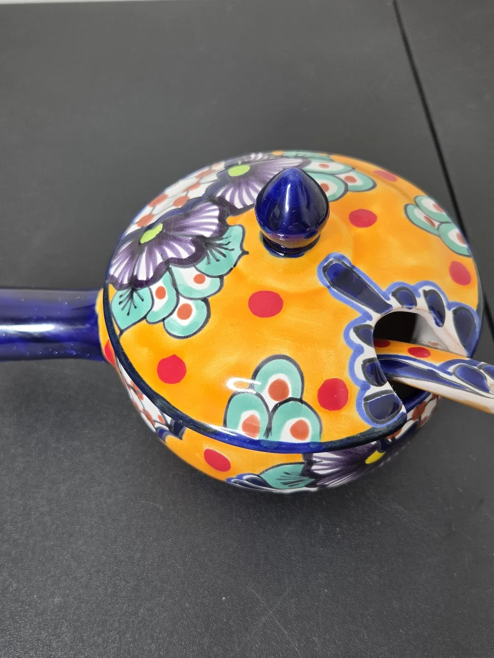 Mexican Talavera Handcrafted Covered Salsa Pan Or Sauce Pot